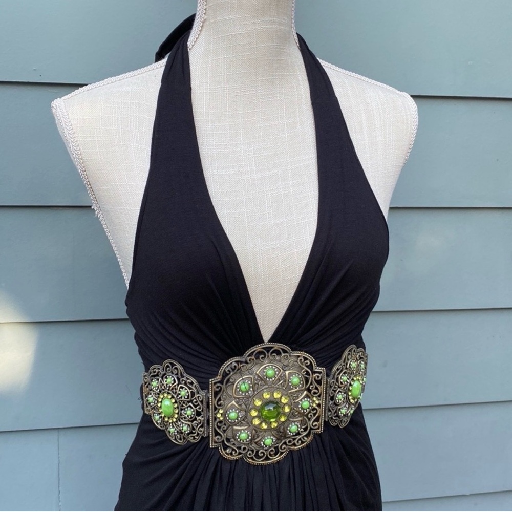 Sky Black Embellished Front Cocktail Dress